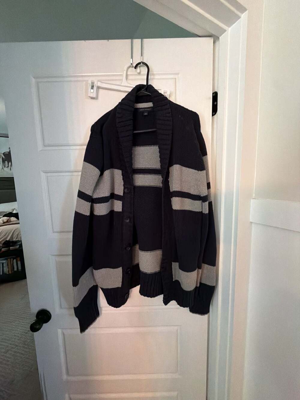 Banana Republic Men's Size L Striped Shawl Collar Cardigan Sweater